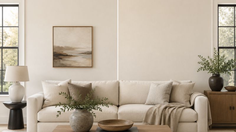 Comparison of Swiss Coffee Sherwin Williams and Benjamin Moore warm white paint colors