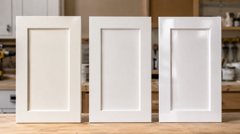 Comparison of top cabinet paint finishes on painted cabinet doors