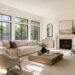 Swiss Coffee Sherwin Williams painted living room with warm white walls and natural light