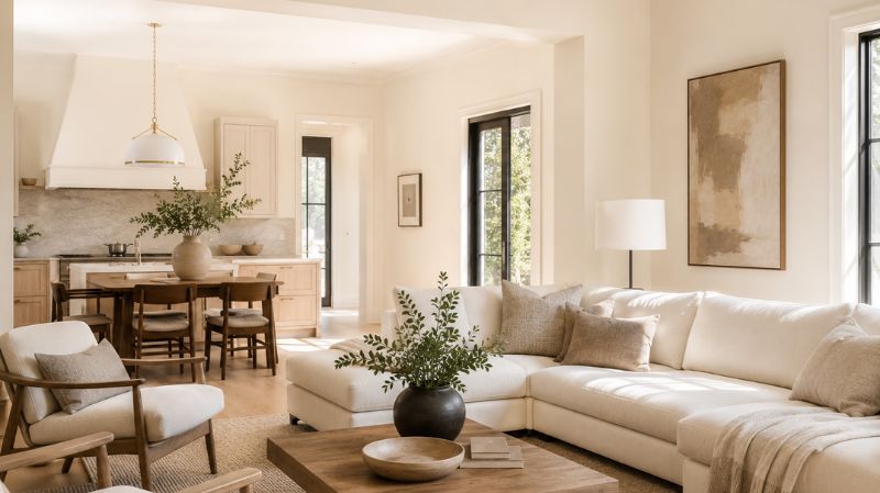 Swiss Coffee warm undertones displayed in naturally lit interior
