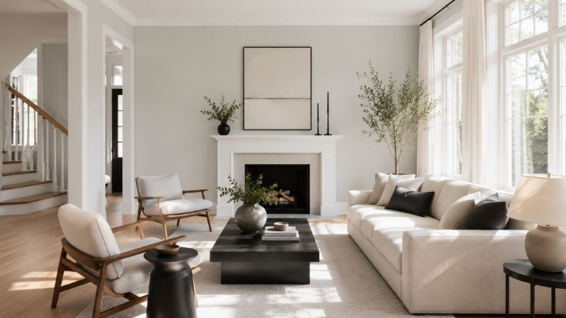Benjamin Moore Edgecomb Gray living room