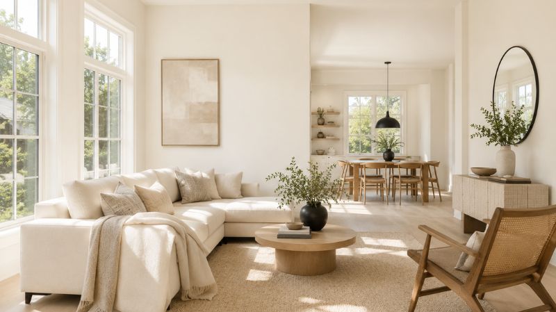 Bright room demonstrating light reflectance of Swiss Coffee Sherwin Williams paint