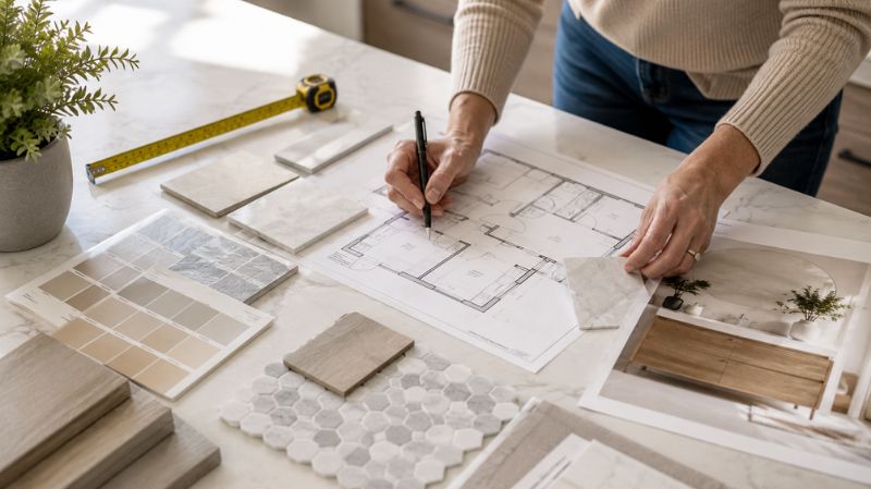 Planning a small bathroom renovation with measurements and layout.