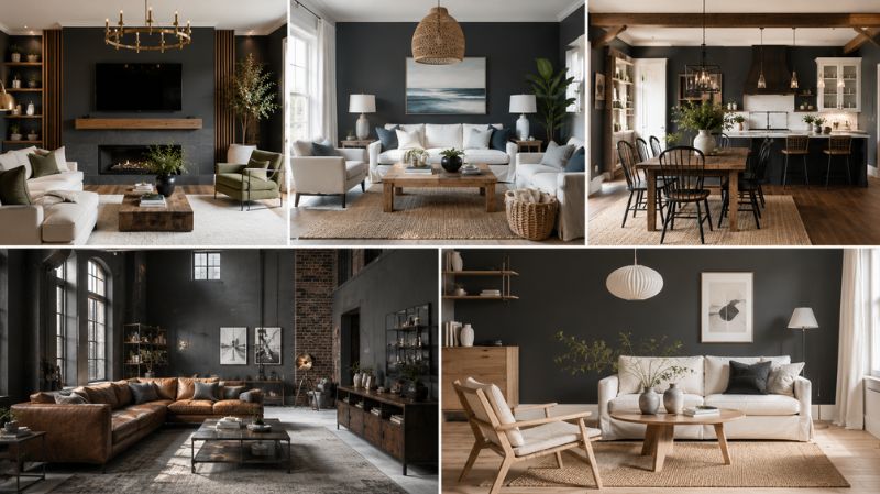 Five charcoal color palettes for modern homes
