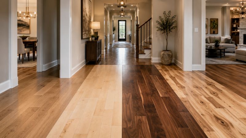 Comparison of hardwood flooring styles inside modern home