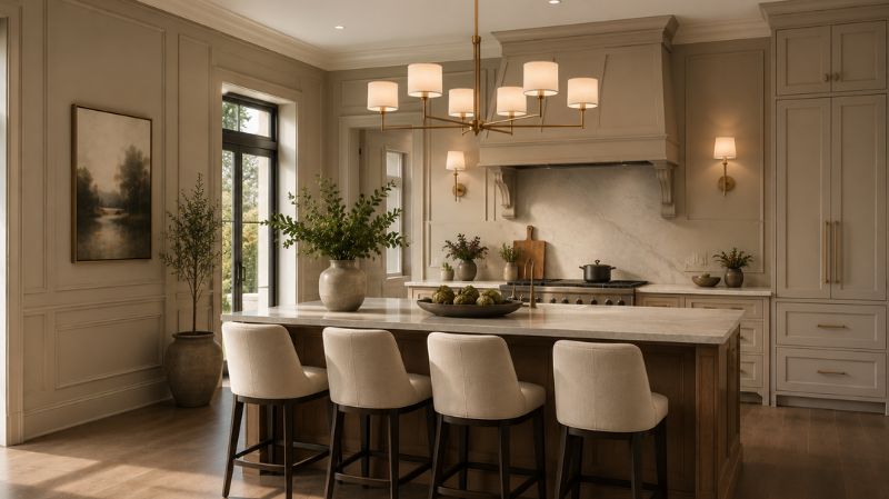 Modern living room with decorative wall molding