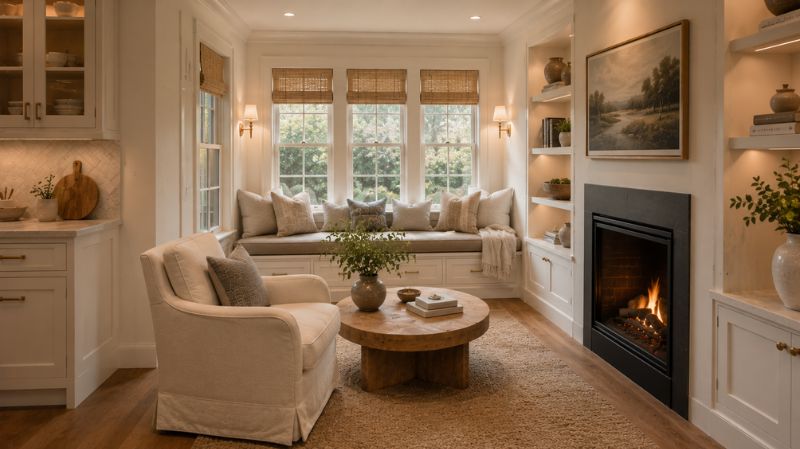 Renovated breakfast nook transformed into a cozy keeping room