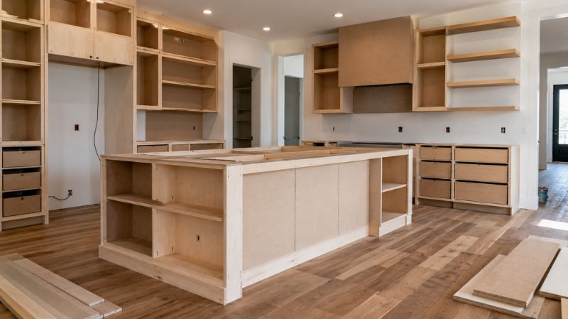 Modern cabinets built using engineered wood