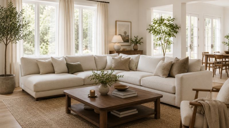 Modern living room with Shoji White walls