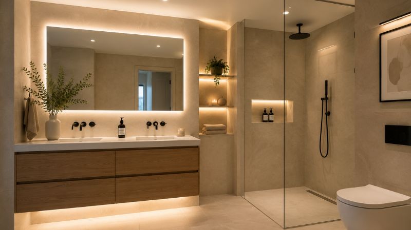 Layered bathroom lighting ideas.