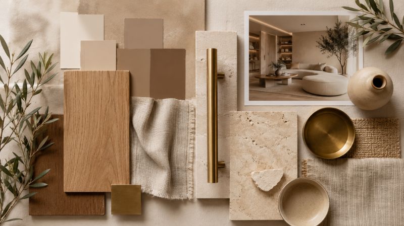 Designer mood board showing interior design trends for 2026