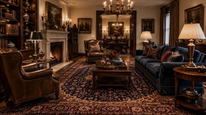 Traditional Persian rug in an elegant home interior