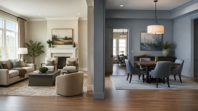 Comparison of warm and cool paint colors in home interiors