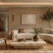 Modern interior design trends 2026 living room with warm earthy colors