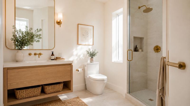 Warm white paint colors for small bathrooms.