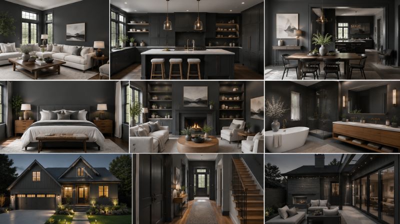 Collection of popular charcoal paint colors for home interiors