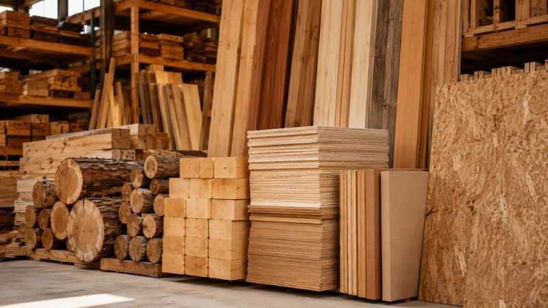 Examples of hardwood softwood and engineered wood materials