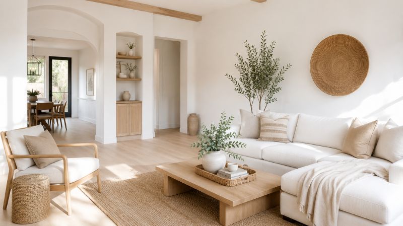 White oak flooring with Shoji White painted walls