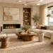 Contemporary interior design living room with warm neutral colors
