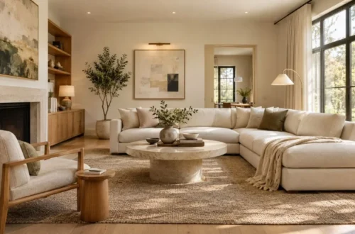 AI room design visualization of a modern living room