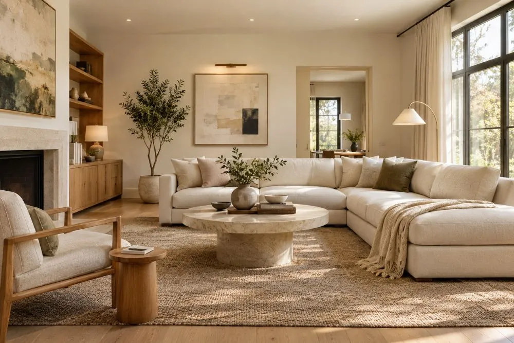 AI room design visualization of a modern living room