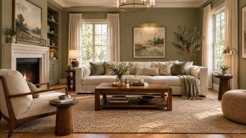 AI-generated room redesign showing furniture and wall color changes
